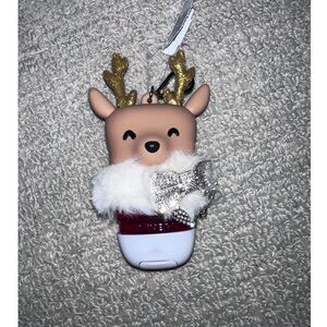 New bath and body works fluffy & rhinestone bling reindeer keychain w/pocket bac